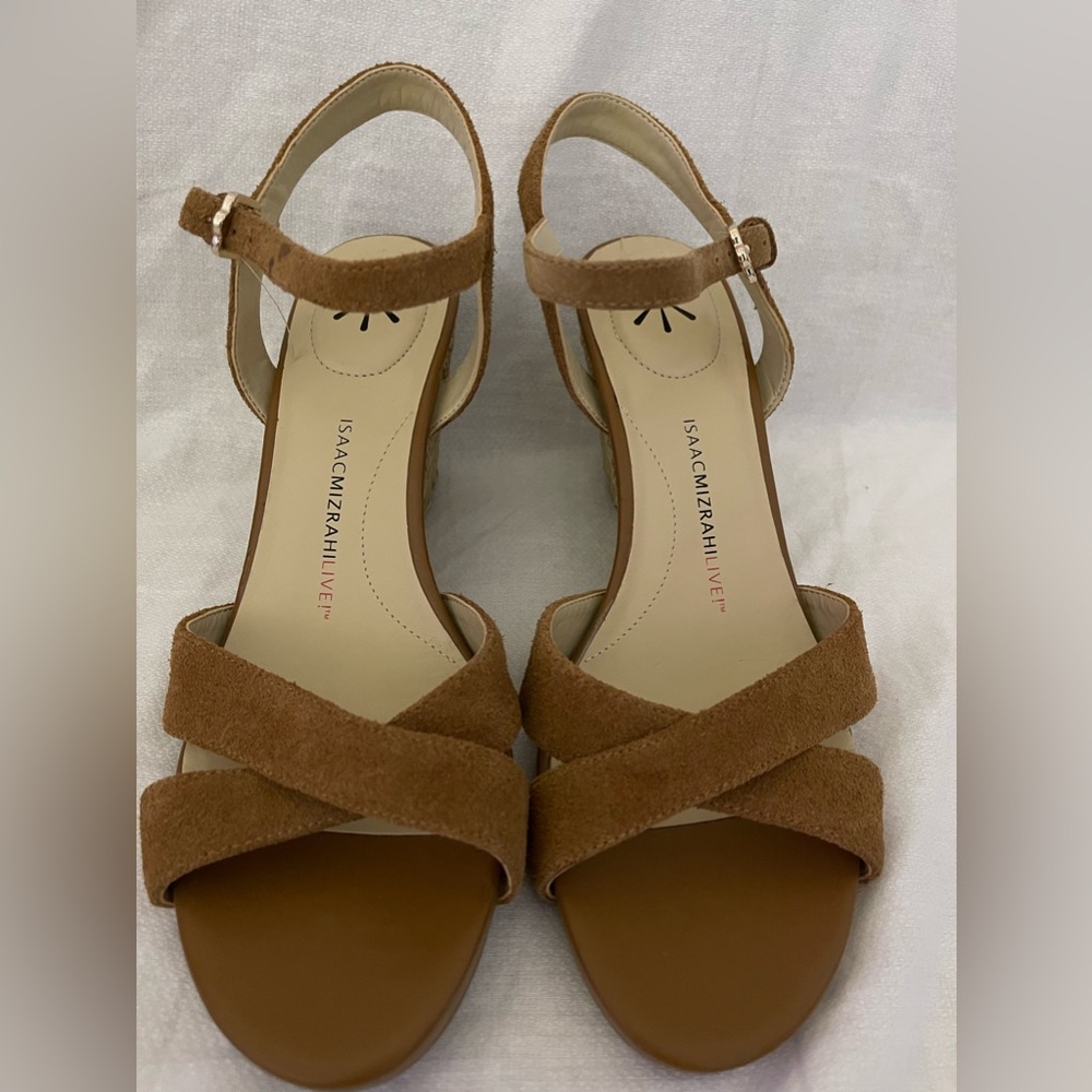 Isaac Mixrahi suede wedge woman’s sandals size 9 1/2
